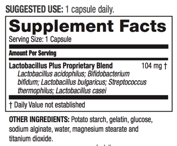 Acidophilus Plus 60 capsules no GMOs #3524